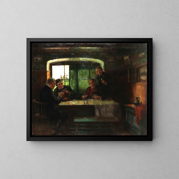 Das Kartenspiel der Bauern - Konstantin Stoitzner — gerahmtes Bild an der Wand