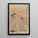 Geisha of February Yayoi at the tea house window - Koryusai Isoda — framed artwork on a wall
