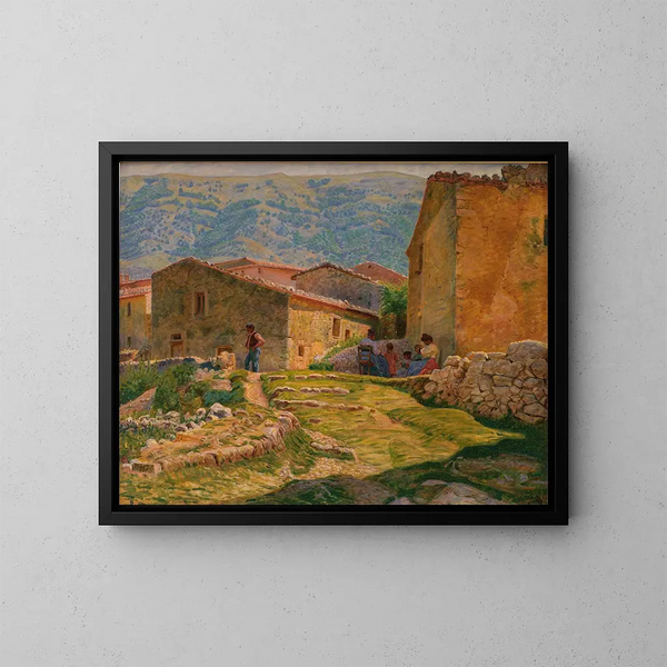 Sonniger Morgen in Civita d'Antino - Kristian Zahrtmann — gerahmtes Bild an der Wand