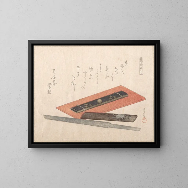Couteau et deux poignées de couteau - Kubo Shunman — gerahmtes Bild an der Wand