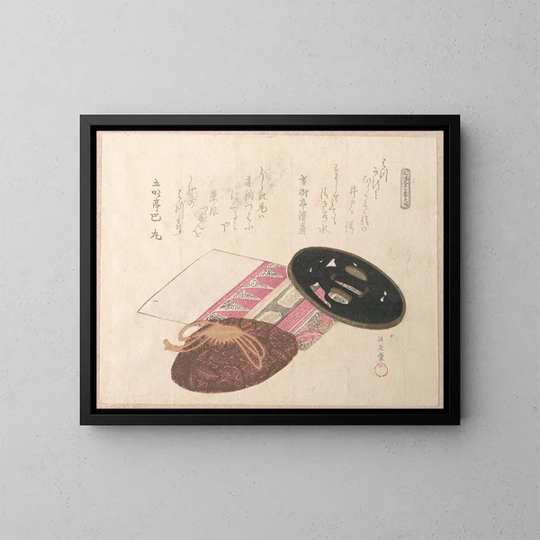 Garde de sabre Tsuba et sacs - Kubo Shunman — gerahmtes Bild an der Wand