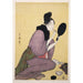 Reproduktion des Gemäldes Kuchi-beni Kunstdruck - Malen der Lippen - Kitagawa Utamaro