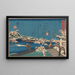 Scène di neve, fiume e personaggi - Kunikazu Utagawa — quadro incorniciato alla parete