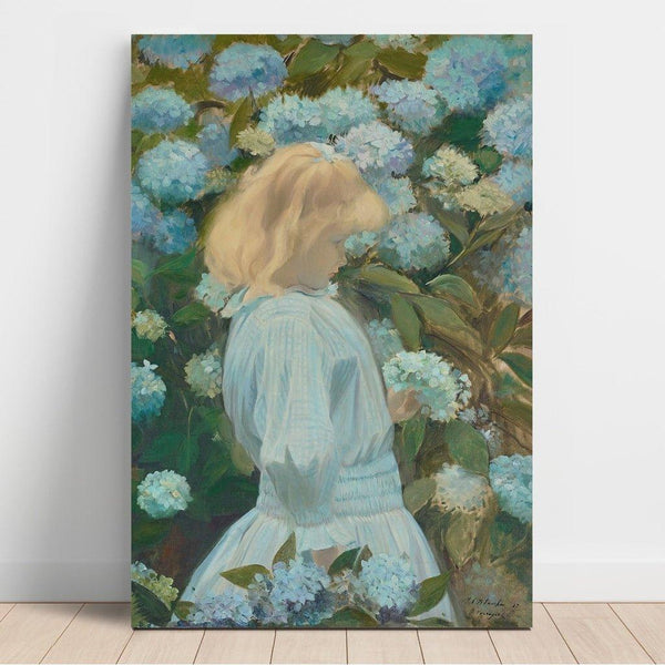 La Petite Fille aux Hortensias - Jacques-Émile Blanche | Reproduction Tableau Décoration murale affiche copie