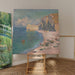 Riproduzione del dipinto La Spiaggia e la Scogliera di Amont - Claude Monet