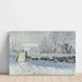 The Magpie canvas by Monet resting on the floor against a wall