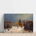 Napoleon’s Retreat from Russia, canvas reproduction leaning against a wall