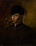 Dandy con cappello di pelliccia e pipa - Ladislav Mednyánszky — vista dell’opera