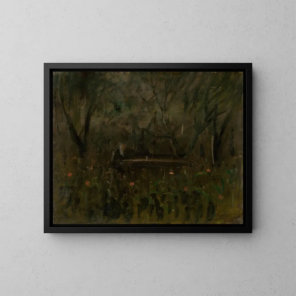 Im Garten am Tisch - Ladislav Mednyánszky — gerahmtes Bild an der Wand