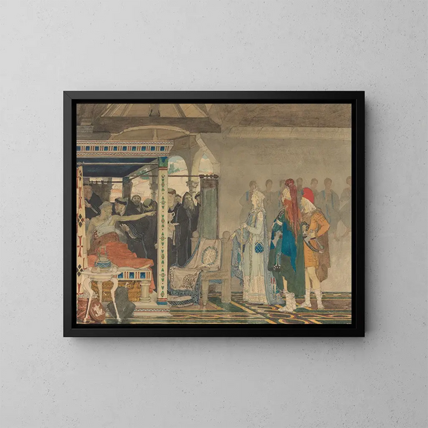 Frédégonde al capezzale di Prétextat - Lawrence Alma-Tadema — quadro incorniciato alla parete