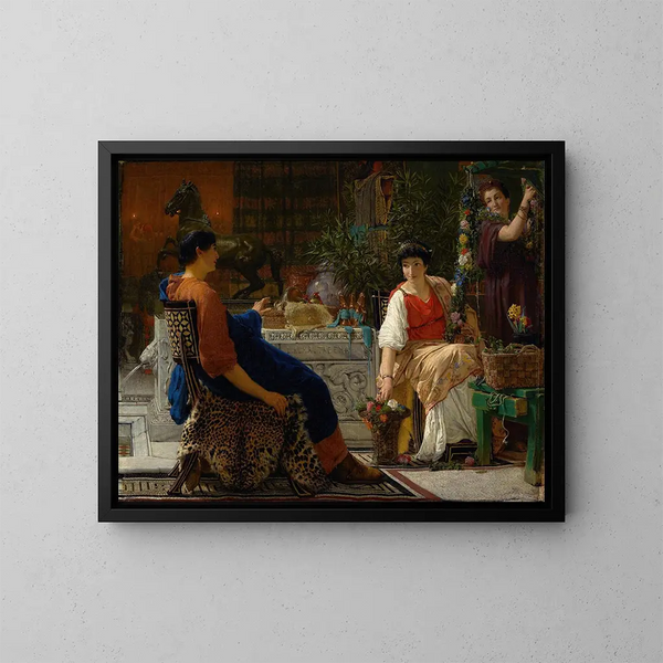 Preparativi per le festività La corona floreale - Lawrence Alma-Tadema — quadro incorniciato alla parete