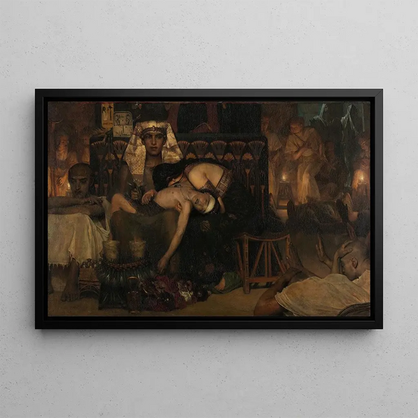 La morte del figlio maggiore del Faraone - Lawrence Alma-Tadema — quadro incorniciato alla parete