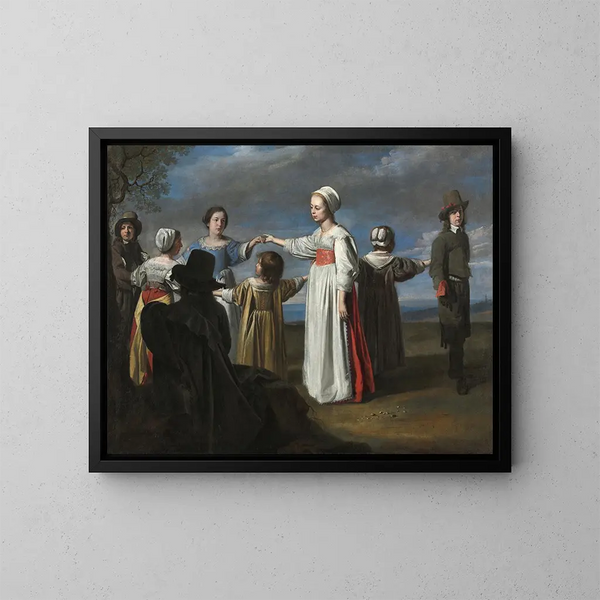 Kinder beim Tanzen - Familie Le Nain — gerahmtes Bild an der Wand