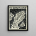 Konzeption des Covers von De Gemeenschap mit einer Darstellung von Schmetterlingen, die um Blätter und Blumen fliegen - Leo Gestel — gerahmtes Bild an der Wand