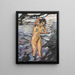Frau nackt stehend beim Baden - Leo Putz — gerahmtes Bild an der Wand