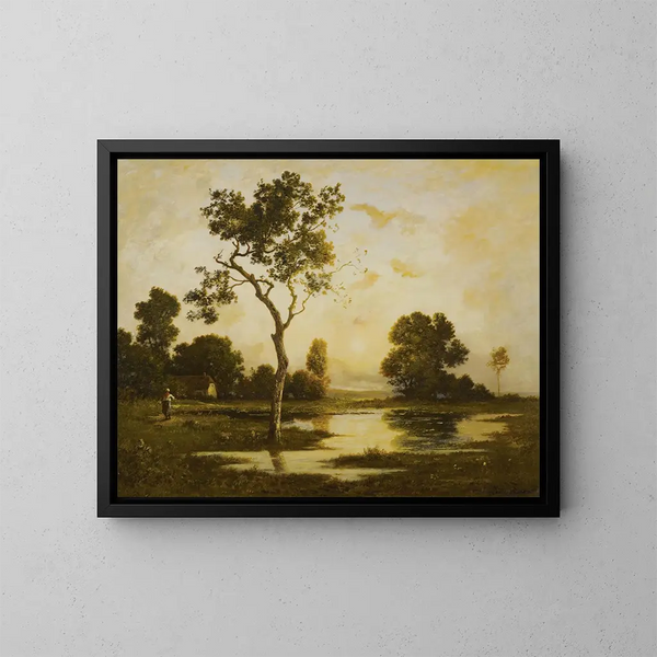 Rückkehr zur Farm, Dämmerung - Léon Richet — gerahmtes Bild an der Wand