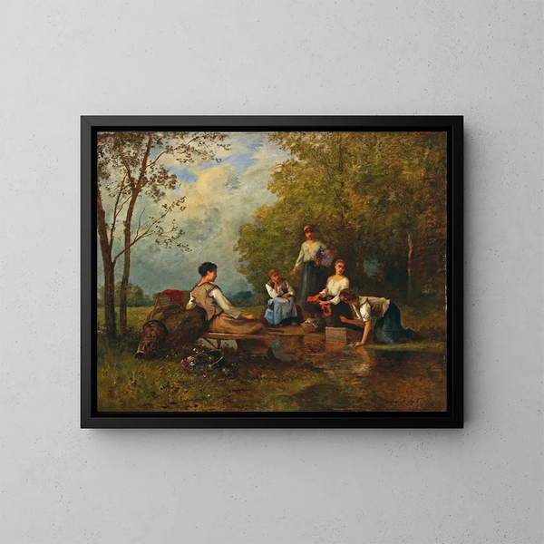Laveuses - Léon Richet — gerahmtes Bild an der Wand