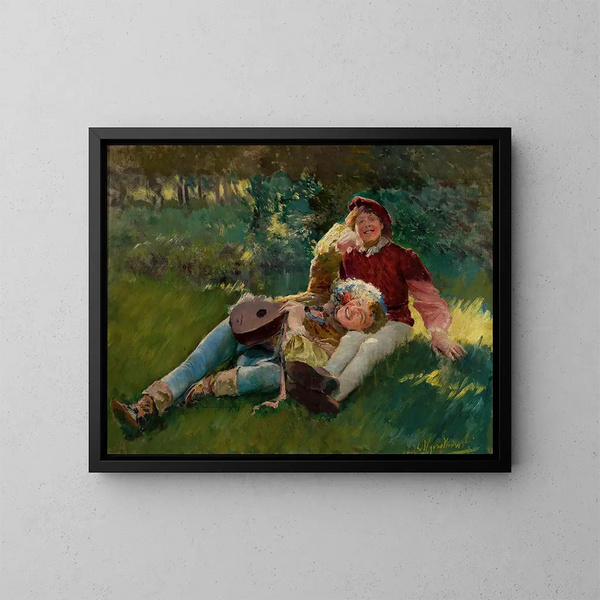 Fröhliche Kinder - Leon Wyczółkowski — gerahmtes Bild an der Wand