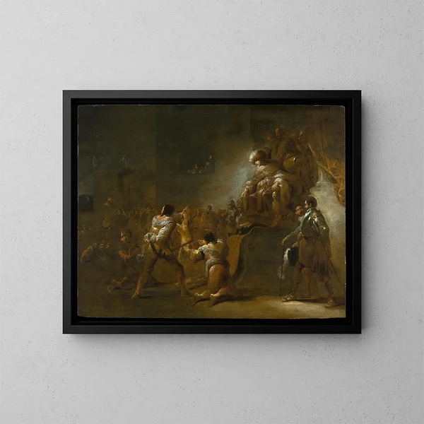 Der Salomon-Urteil - Leonaert Bramer — gerahmtes Bild an der Wand