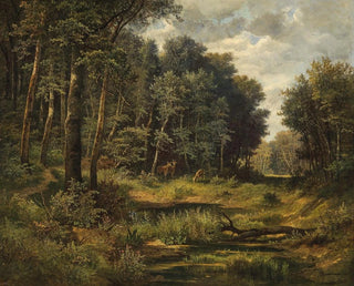 Leopold Munsch - Roe Deer at the Forest Pond.webp