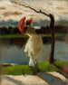 Dame an der Sonnenschirm am Ufer der Loire - Lesser Ury — Ansicht des Kunstwerks