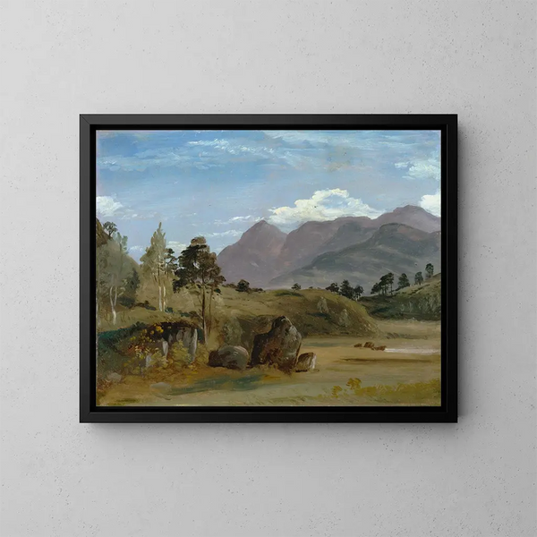 Landschaftsgemälde mit Berglandschaft, wahrscheinlich im Lake District - Lionel Constable — gerahmtes Bild an der Wand