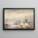 Winterlandschaft mit gefrorenem Fluss - Lodewijk Johannes Kleijn — gerahmtes Bild an der Wand
