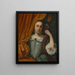 Portrait einer Mädchen, die hinter einem orangefarbenen Vorhang schaut - Lodewijk van der Helst — gerahmtes Bild an der Wand
