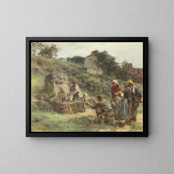 La Fontaine - Léon Augustin Lhermitte — gerahmtes Bild an der Wand
