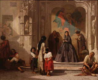 Lon Bonnat - Jeune femme faisant la charit  lentre de la chapelle de lhpital San Sebastian  Cordoue.webp