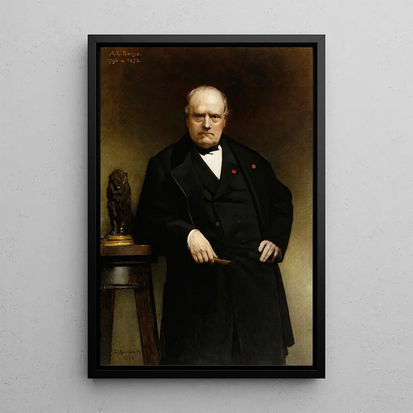 Lon Bonnat - Portrait of Barye with a Wax Model of Seated Lion.webp
