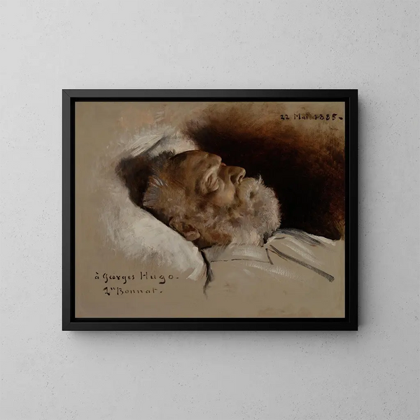 Victor Hugo auf seinem Sterbebett - Léon Bonnat — gerahmtes Bild an der Wand