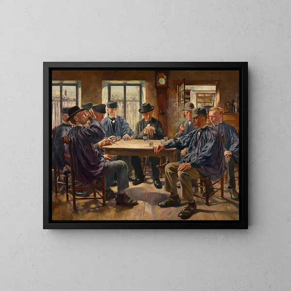 Sonntage vor der Messe - Léon Frédéric — gerahmtes Bild an der Wand