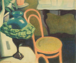 Lon Spilliaert - Interieur met stoel en opaline lamp.webp