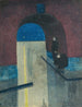 Ein Mann und eine Frau, die sich unter einer Gewölbe der Drie Gapers Ostende - Léon Spilliaert — Ansicht des Kunstwerks