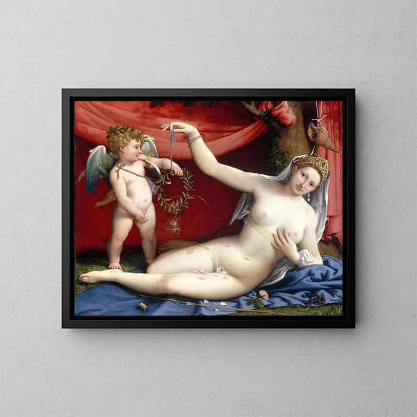 Venere e Cupido - Lorenzo Lotto — quadro incorniciato alla parete