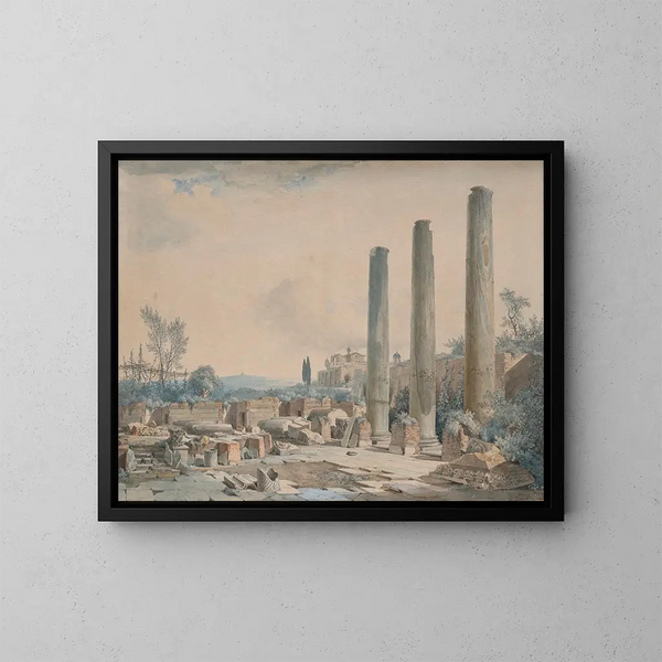 Die Ruinen des Jupiter-Tempels in Puzzuoli - Louis-François Cassas — gerahmtes Bild an der Wand