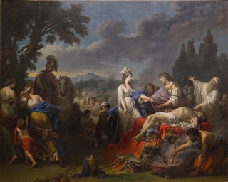 Le due vedove di un capo indiano che si contendono gli onori del rogo - Louis-Jean-François Lagrenée — vista dell’opera
