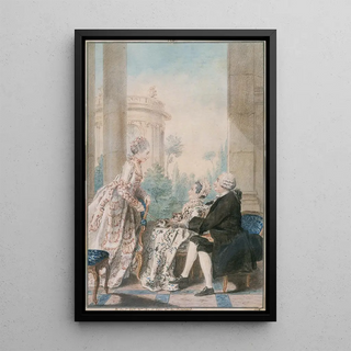 Louis Carrogis Carmontelle - M et Mme de Saint Wast accueillant Mlle de Beauregard.webp