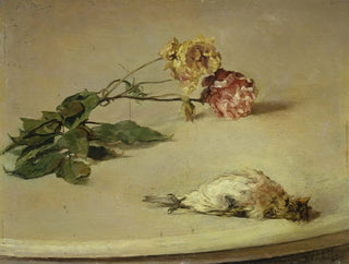 Louis Eysen - Dead Bird and Two Roses on a Table Board.webp