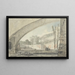 Vue sous un pont vers des terrasses et un escalier - Louis Gabriel Moreau — gerahmtes Bild an der Wand