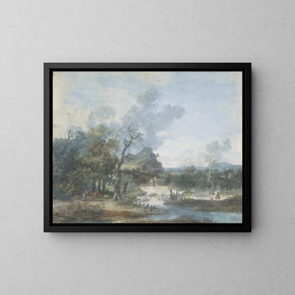 Bergère près d'une cascade - Louis Gabriel Moreau — gerahmtes Bild an der Wand