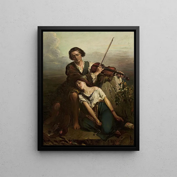 Louis Gallait - Fiddler and a Gypsy woman Consolation.webp