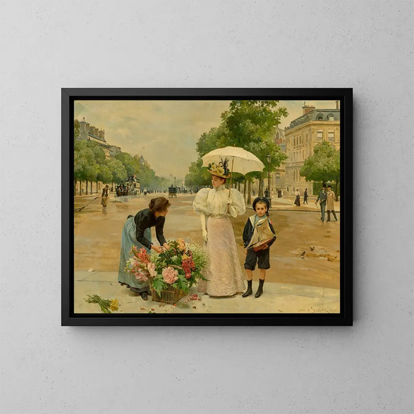 L'avenue des Champs-Élysées - Louis Marie de Schryver — gerahmtes Bild an der Wand