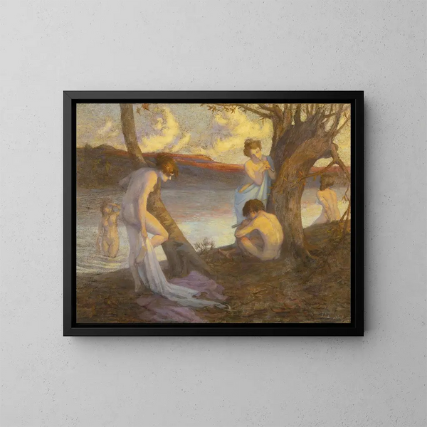 Baigneure im Flussufer - Louis Marie Henri Raoul Prat — gerahmtes Bild an der Wand