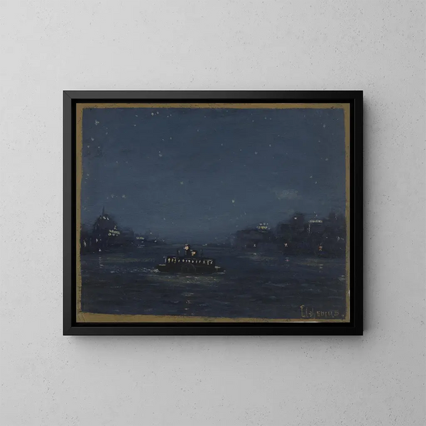 Ferryboat di notte - Louis Michel Eilshemius — quadro incorniciato alla parete