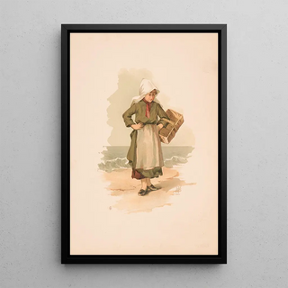 Louis Prang - Study Girl with basket on the beach.webp