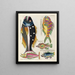 Fische, Flusskrebse und Krabben in verschiedenen Farben und außergewöhnlichen Figuren Pl050 - Louis Renard — gerahmtes Bild an der Wand