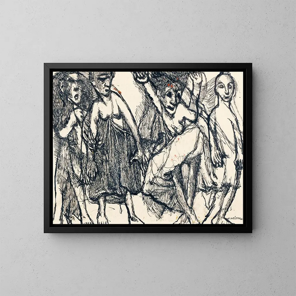 Mädchen in Bewegung - Louis Soutter — gerahmtes Bild an der Wand