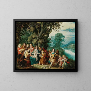 Louis de Caullery - The Holy Family with musicmaking angels in a landscape.webp